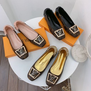 H giày bệt mũi vuông khoá vàng gót chun fullbox bill túi cao cấp
