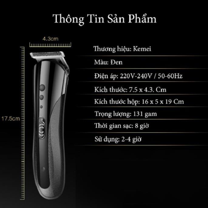 Tông đơ đa năng cắt tóc - cạo râu - tỉa lông mũi 3 trong 1 Kemei 1407