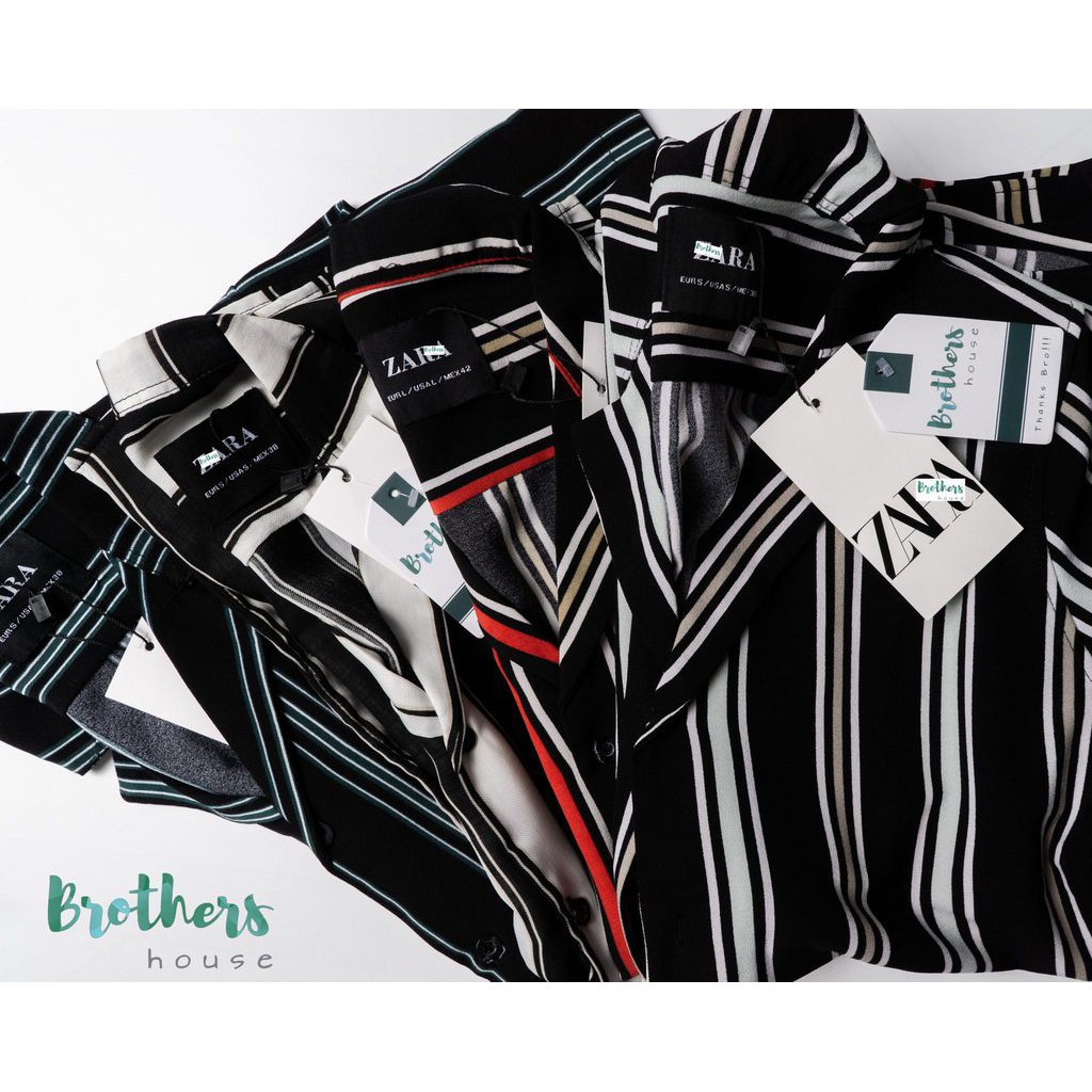 |Cao cấp| Áo sơ mi nam tay ngắn kẻ sọc zara vải lụa, mặc chống nhăn bao mát