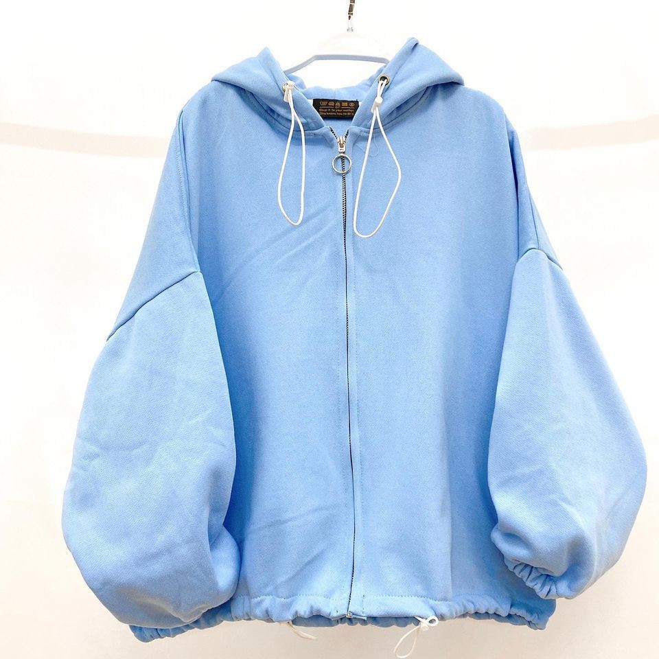 Áo khoác hoodie zip trơn nỉ nữ có dây kéo như hình KNT01 | BigBuy360 - bigbuy360.vn