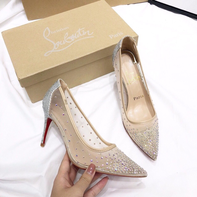 Giày cao gót louboutin trong đá 7p fullbox SALE 20% ' ) ྲ