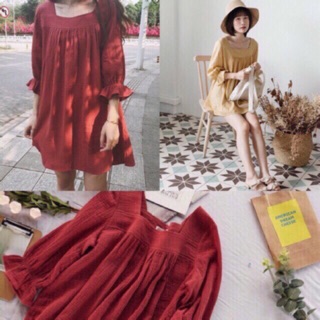 Đầm baby doll cam đất