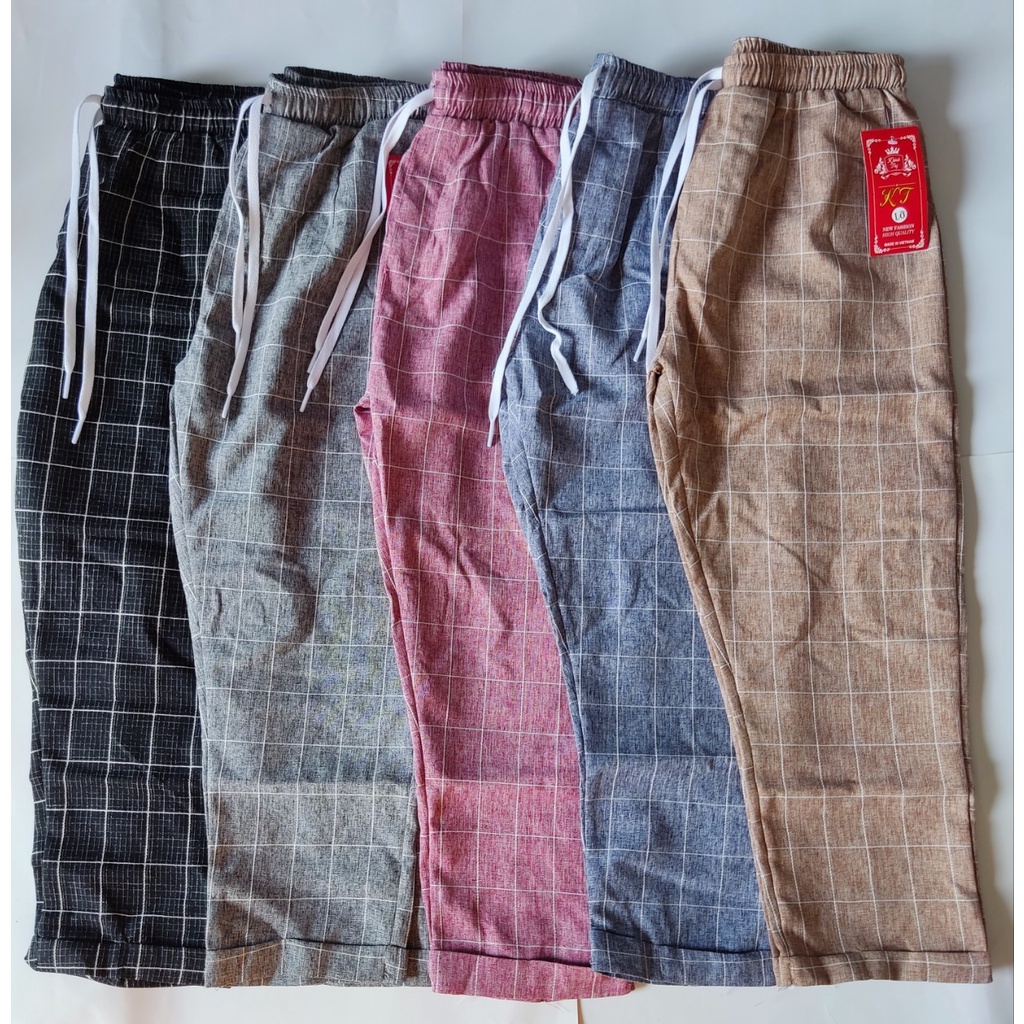 Quần baggy nữ caro,Quần caro sọc kẻ lưng thun,cá tính,năng động SIZE từ 35kg đến 60kg