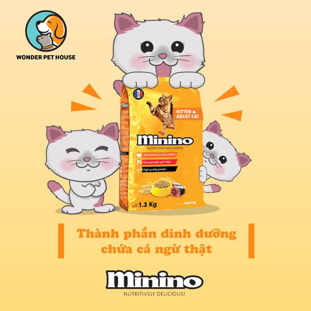 Hạt khô Minino 1.3kg Thức Ăn cho mèo con và mèo lớn