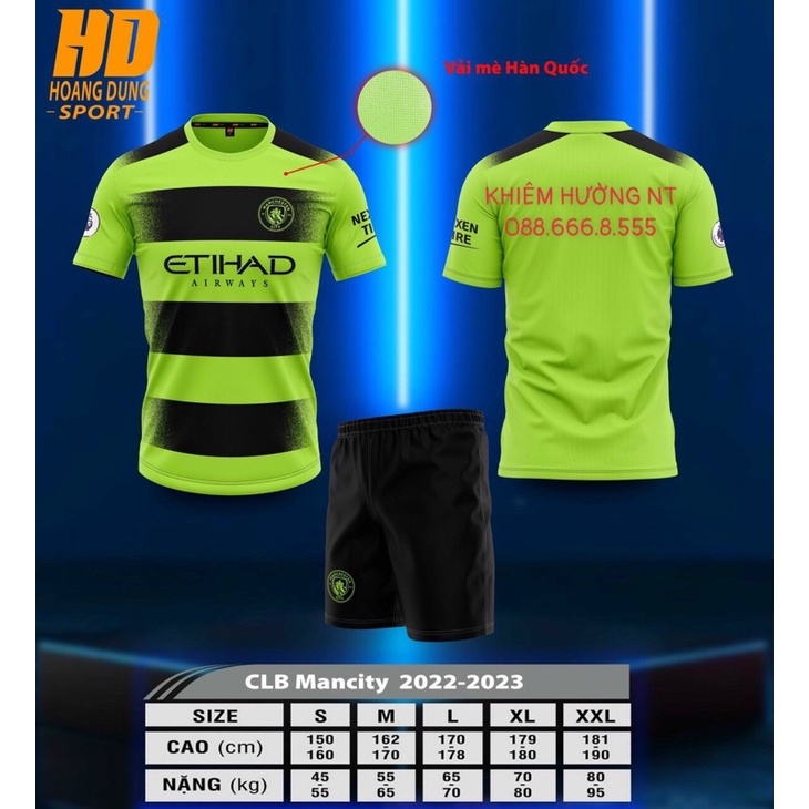 Áo Đấu Man City Xanh Chuối mùa giải 2022-2023 Màu Đen Đẹp