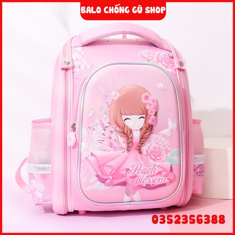 { kho sỉ } Cặp/ balo đựng sách vở chống gù cho bé gái hình công chúa chống gù lưng cao cấp cho bé từ lớp -5