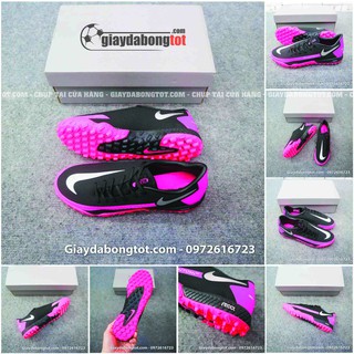 Giày đá bóng Phantom GT Pro TF đen hồng | Lưỡi gà vải, đế đệm xốp êm ái, ảnh thật 100%
