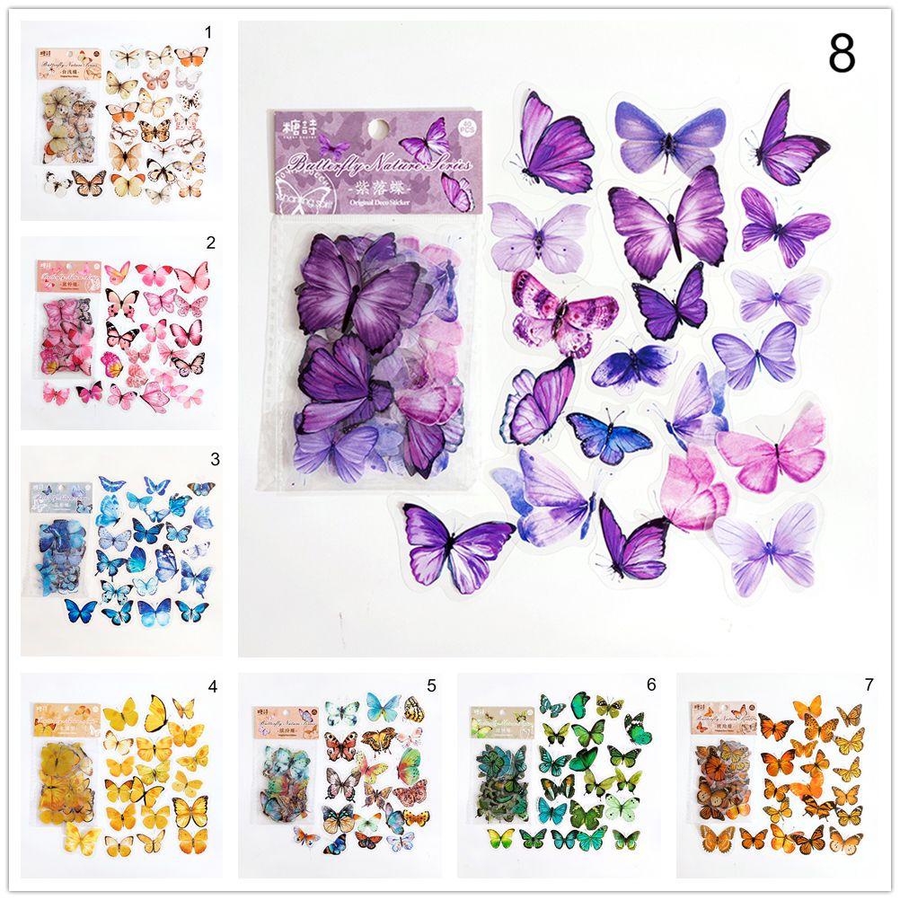 Bộ 40 Miếng Dán Hình Bướm Màu Trong Suốt Phong Cách Vintage Trang Trí Sổ Tay Nhật Ký