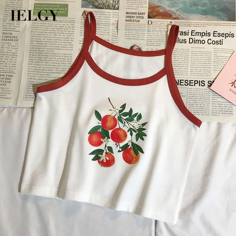 Áo Croptop Hai Dây IELGY In Họa Tiết Thời Trang Mùa Hè Cho Nữ