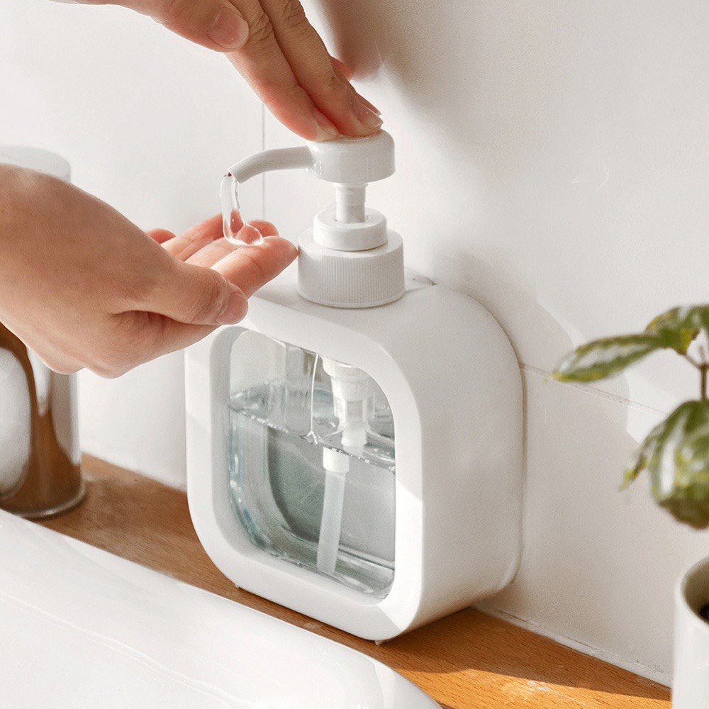 Bình chiết nước rửa tay dầu gội 500ml, chai nhựa rỗng đựng nước rửa bát có vòi nhấn cute - màu trắng