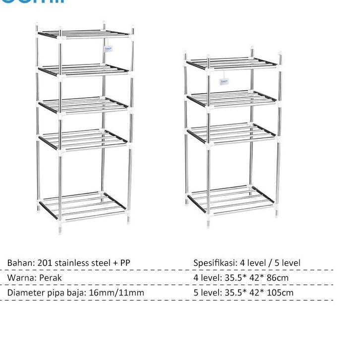 Kệ Để Giày 4-5 Tầng Bằng Thép Không Gỉ Tiện Dụng Cho Nhà Bếp | BigBuy360 - bigbuy360.vn
