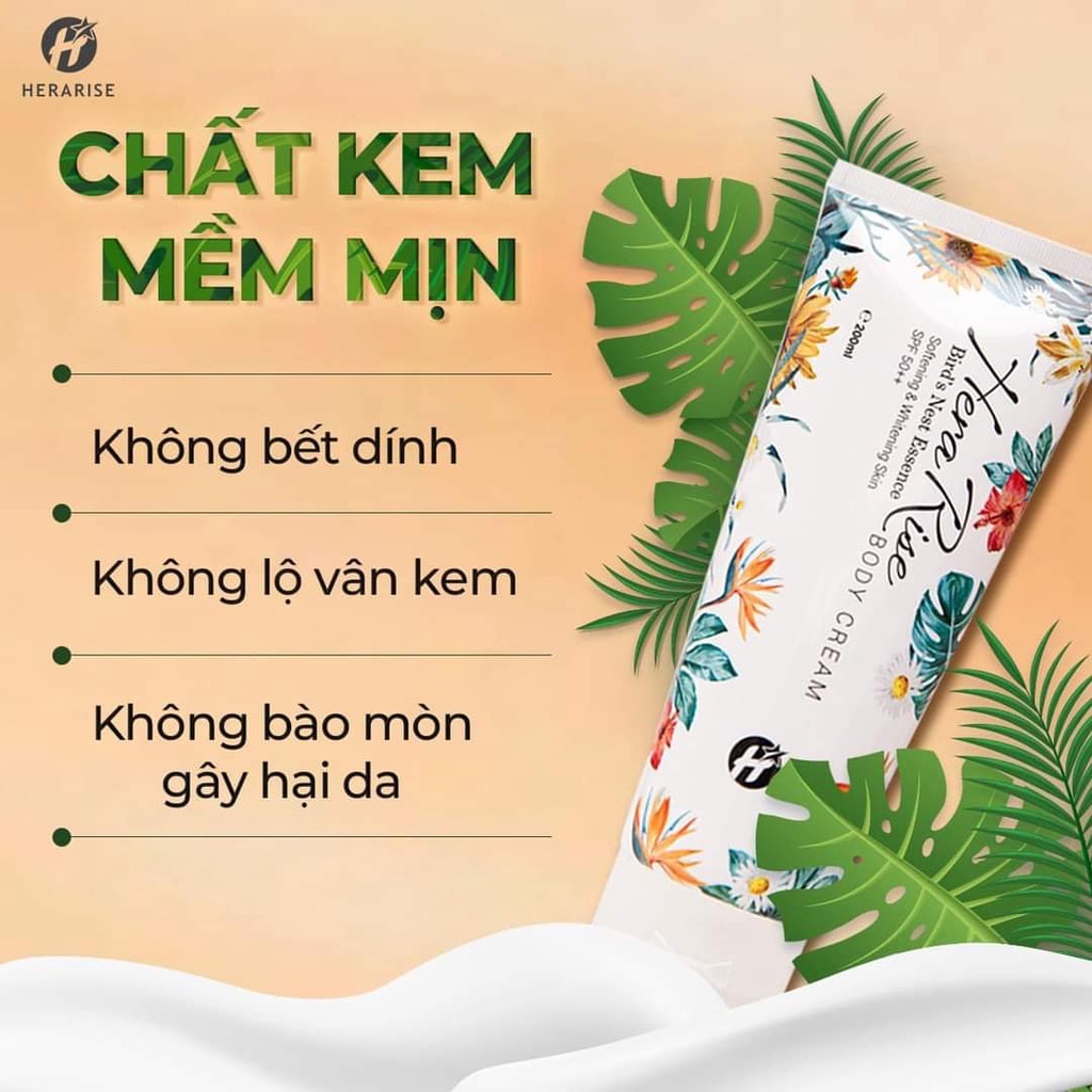 Kem dưỡng da Body chống nắng nâng tông da tinh chất Yến Đảo 200ML  - Herarise Body Cream 50SPF++