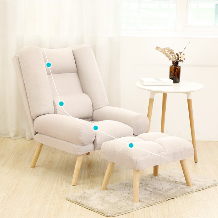 Ghế sofa giường gấp gọn thông minh - Ghế thư giãn đọc sách kèm ghế đôn gác chân điều chỉnh nâng hạ decor phòng đẹp