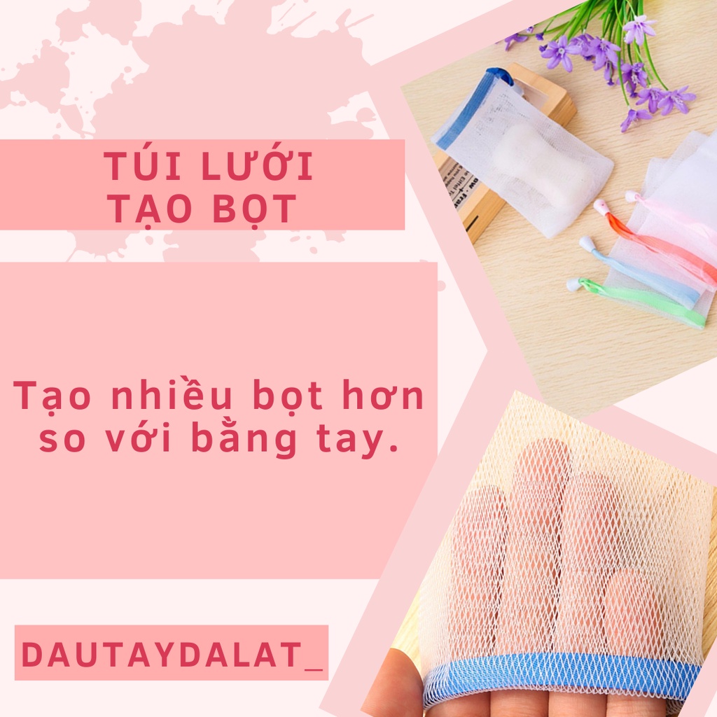 Túi Lưới Đựng Xà Phòng Tạo Bọt, Túi Lưới Tạo Bọt Xà Phòng Có Dây Rút 15x9