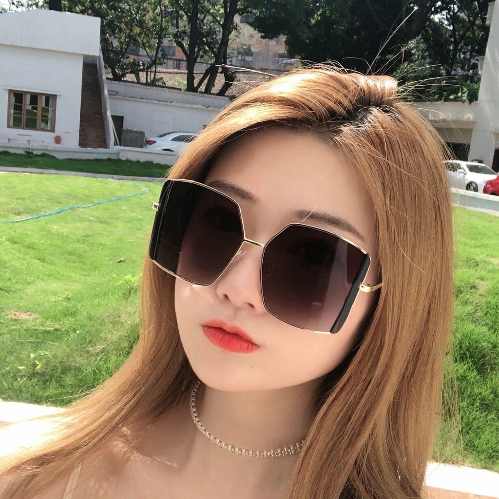 Kính Mát Gọng Lớn Bằng Nhựa Resin Phong Cách Hip Hop Thời Trang Cho Nữ