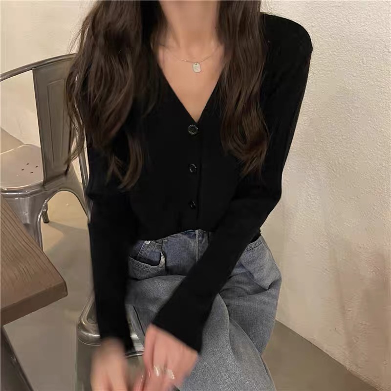 Áo khoác len nữ - Áo cardigan len nữ dệt kim len mỏng mềm mịn tay dài cổ V phong cách Hàn Quốc New Arival