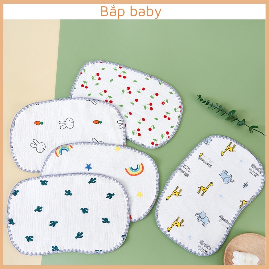 Gối xô sơ sinh BẮP BABY Gối cho bé sơ sinh vải xô nhăn 10 lớp mỏng kích thước 25cm*40cm