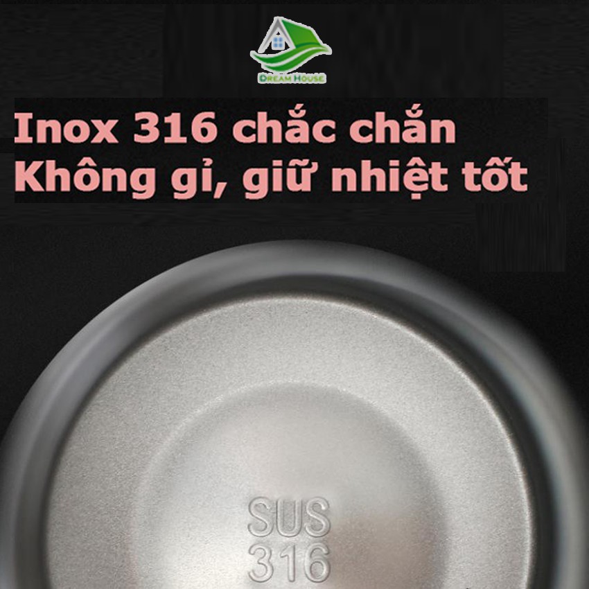 Bình Giữ Nhiệt Nóng Lạnh, Bình Giữ Nhiệt Inox 316 Không Gỉ, An Toàn, Nhỏ Gọn, Tiện Lợi Dung Tích 800ml/1000ml