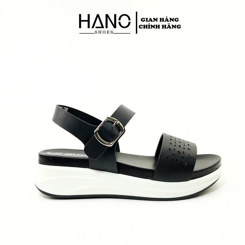 Sandal đế Xuồng 5cm/5p quai ngang Da cao cấp Chuẩn Đẹp VNXK HANO - SD0079