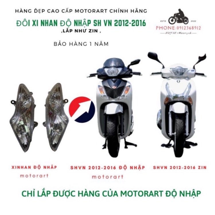 Xi Nhan Trước SH Ý Độ Cho SH 2012-2016 Độ Nhập Motorart ( Trường Phúc) Ảnh thật Sp