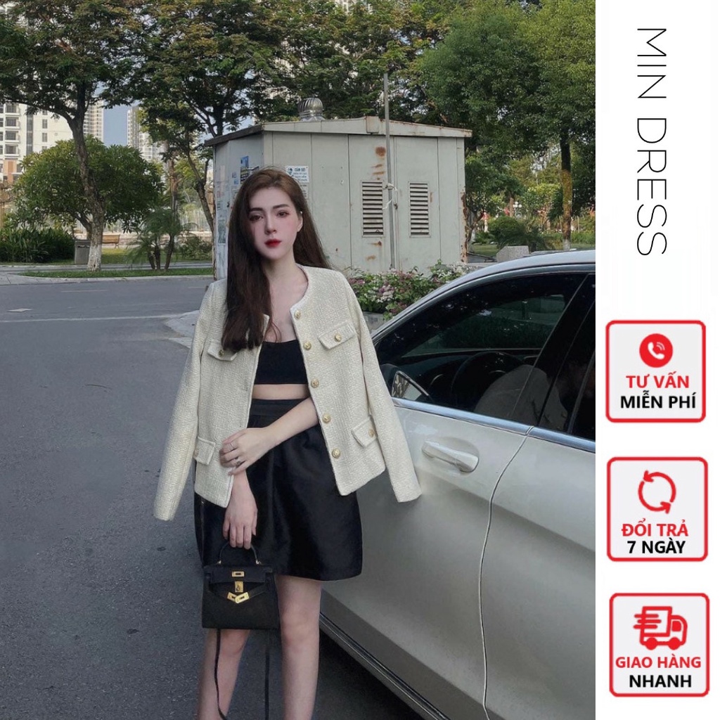 Áo khoác dạ nữ mùa đông MIN DRESS thiết kế 2 lớp dài tay siêu xinh, Áo dạ Hàn công sở trẻ trung thanh lịch