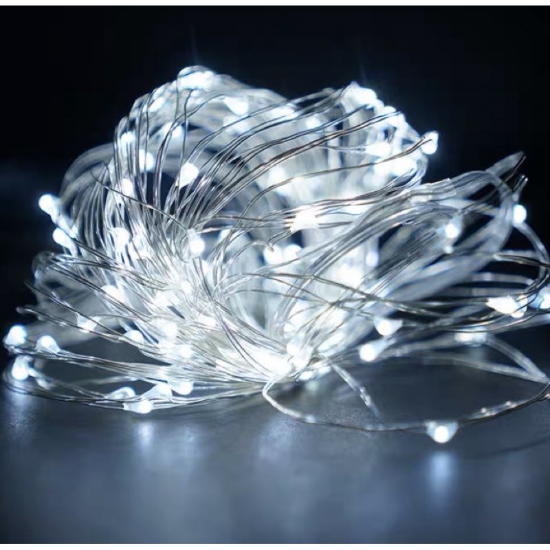 Dây đèn LED trang trí sợi đồng mạ bạc cổ tích hoạt động pin 5m/ 10m dành cho Giáng Sinh năm mới