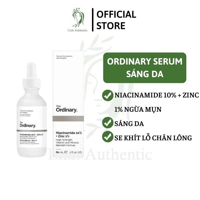 [CHÍNH HÃNG] Ordinary Serum sáng da, se khít lỗ chân lông Niacinamide 10% + Zinc 1% ngừa mụn
