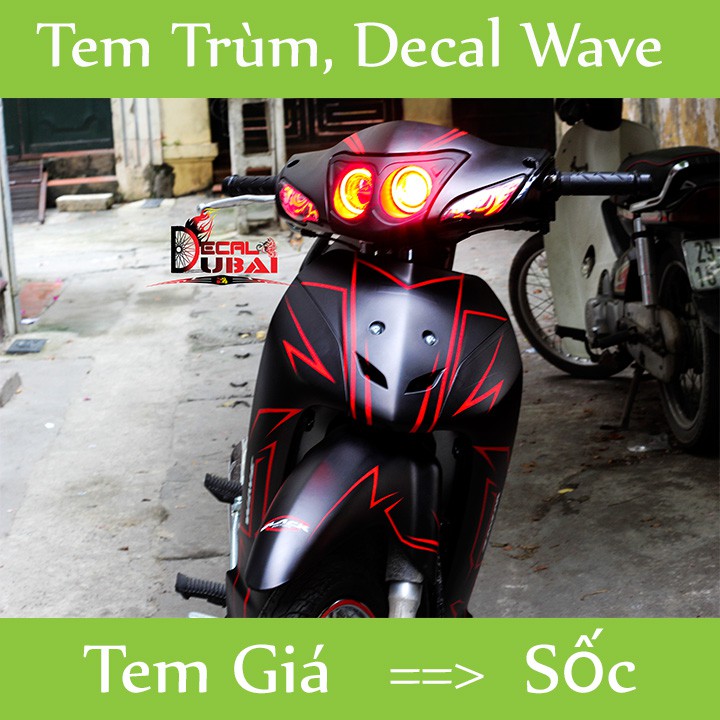 < HÀNG HOT> Tem trùm wave a đen chỉ đỏ