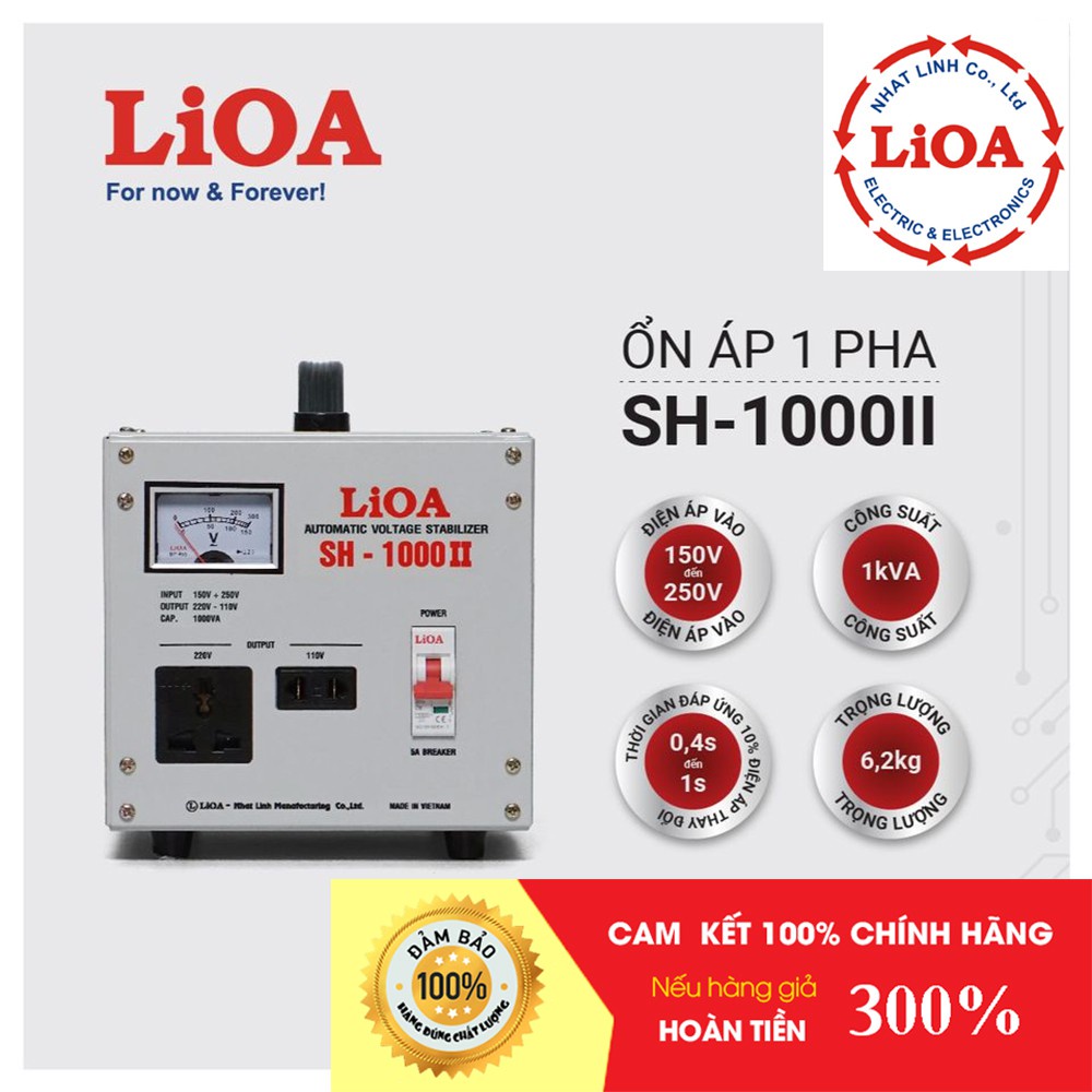 Ổn áp LiOA 1KVA chính hãng Nhật Linh 1000VA 1000W 1KW SH-1000II, DRI-1000II, DRII-1000II mini công suất nhỏ
