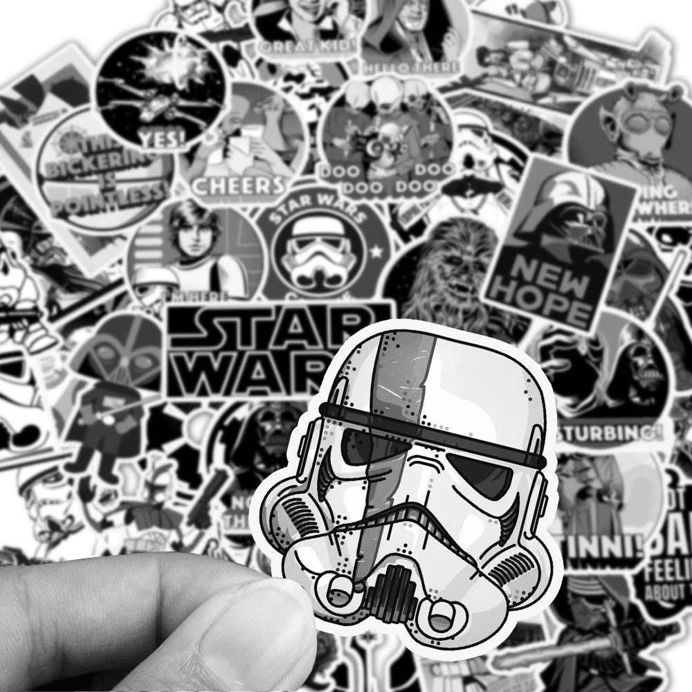 Bộ 50 Miếng Dán Chống Thấm Nước Hình Star Wars Trang Trí Ván Trượt / Laptop / Xe Hơi