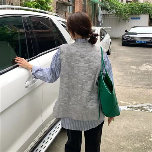 Áo Cardigan Bigsize,Áo Sweater Dệt Kim Không Tay Dáng Ôm Màu Trơn Thời Trang Xuân Thu Phong Cách Hàn Quốc