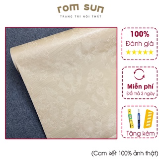 Giấy dán tường hoa văn 3D màu vàng phong cách hàn quốc