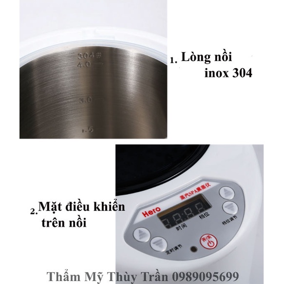 Nồi Xông Hơi, Máy Xông Hơi Hero Cao Cấp-Có Tích Hợp Remote nhiều dung tích để lựa chọn