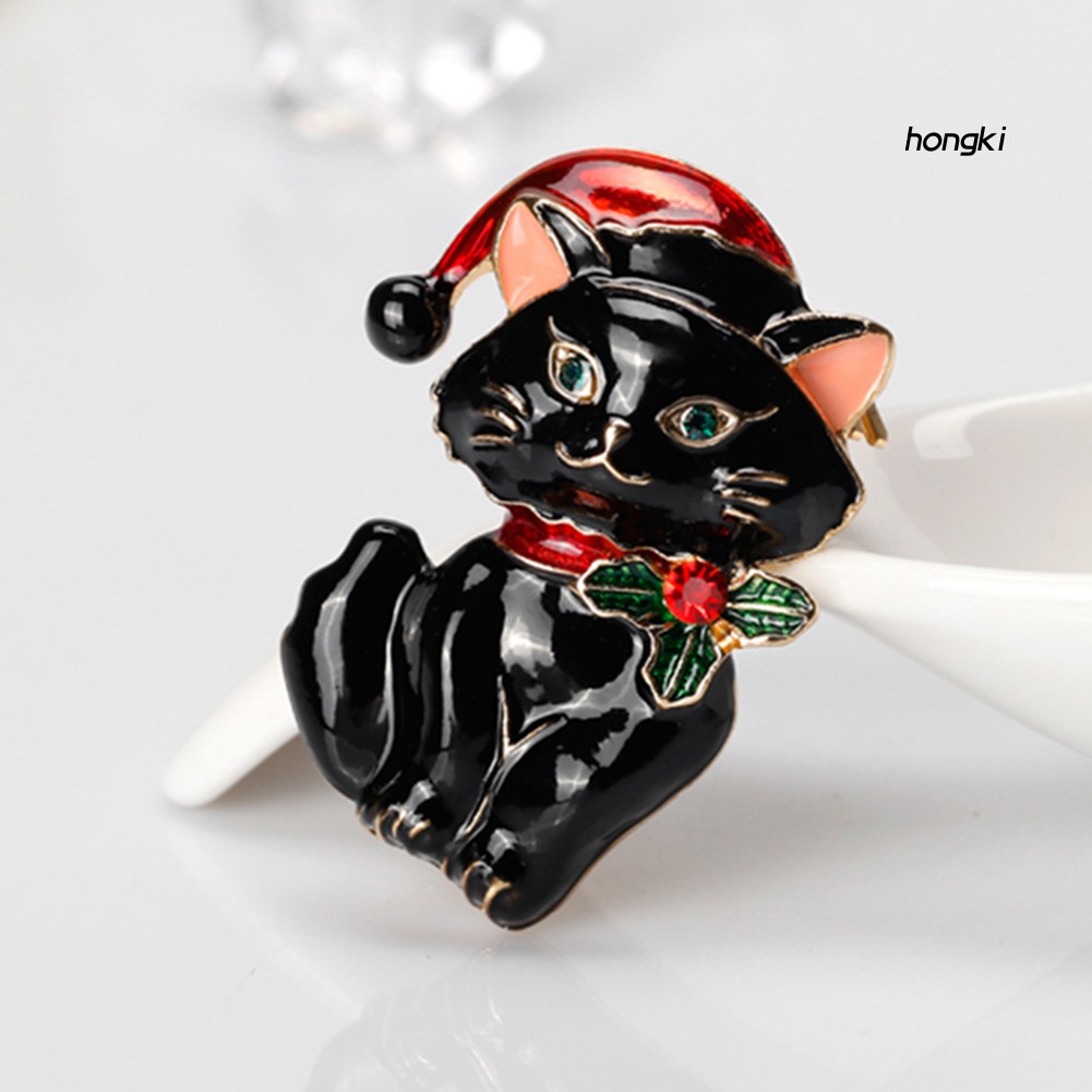 Ghim Cài Áo Hình Chú Mèo Giáng Sinh Dễ Thương Cho Nữ