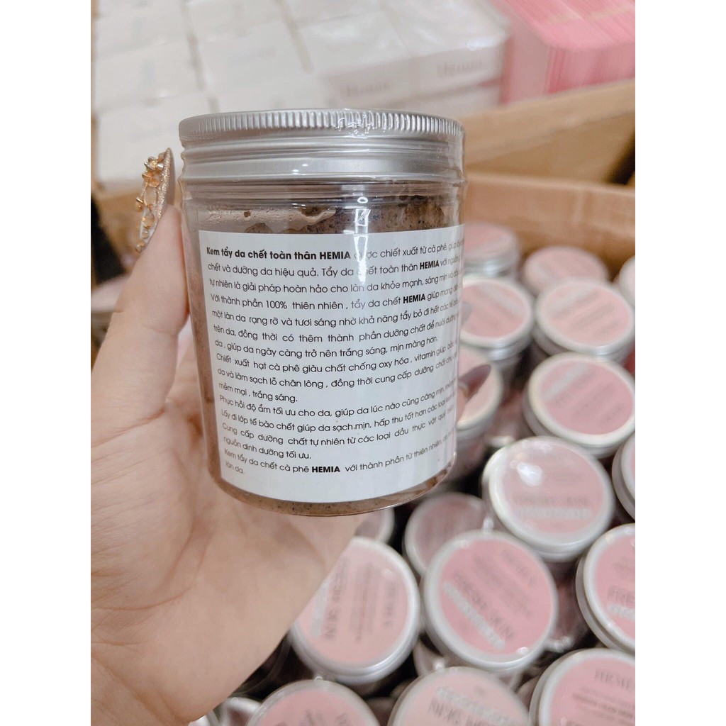 Tẩy da chết organic cafe sữa non Hemia, làm sạch da, dưỡng trắng, mềm mịn da, cấp ẩm, chống lão hoá da | BigBuy360 - bigbuy360.vn