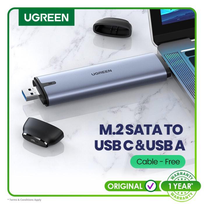 Ốp Hộp Đựng Ugreen 2 Trong 1 Ssd M2 (B Key) Sang Usb C & A Ssd Màu Xám-70533