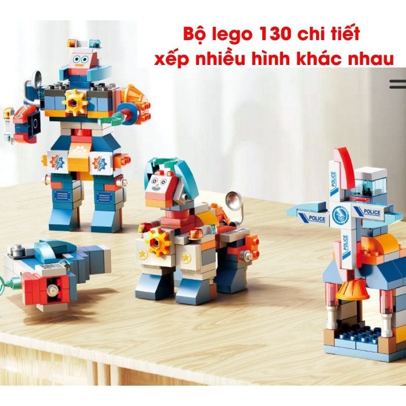 Đồ chơi lắp ráp cho bé trai bộ ghép hình 130 chi tiết xếp nhiều hình khác nhau BBTOYS 92