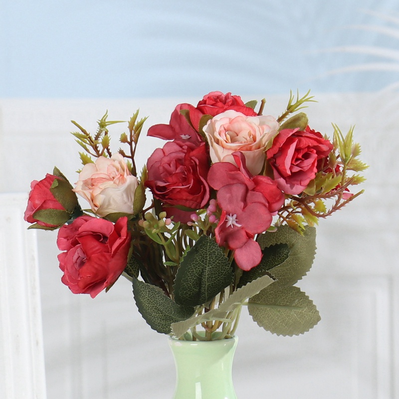 Bó Hoa Hồng Giả Bằng Lụa Trắng Chất Lượng Cao Sang Trọng Dùng Trang Trí Nhà