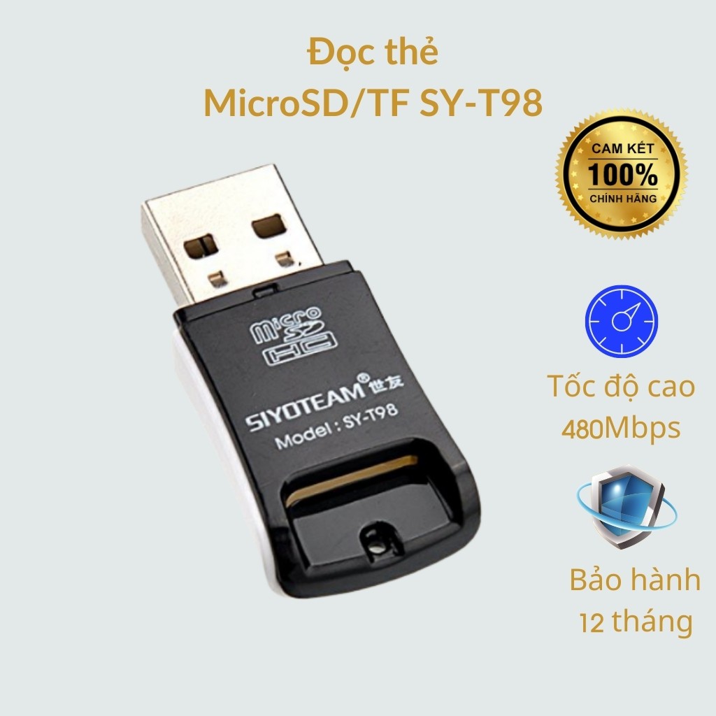 Đầu đọc thẻ nhớ SIYOTEAM SY-T98 MicroSD/ TF/ Micro SDHC/ Micro SDXC, Hàng chính hãng