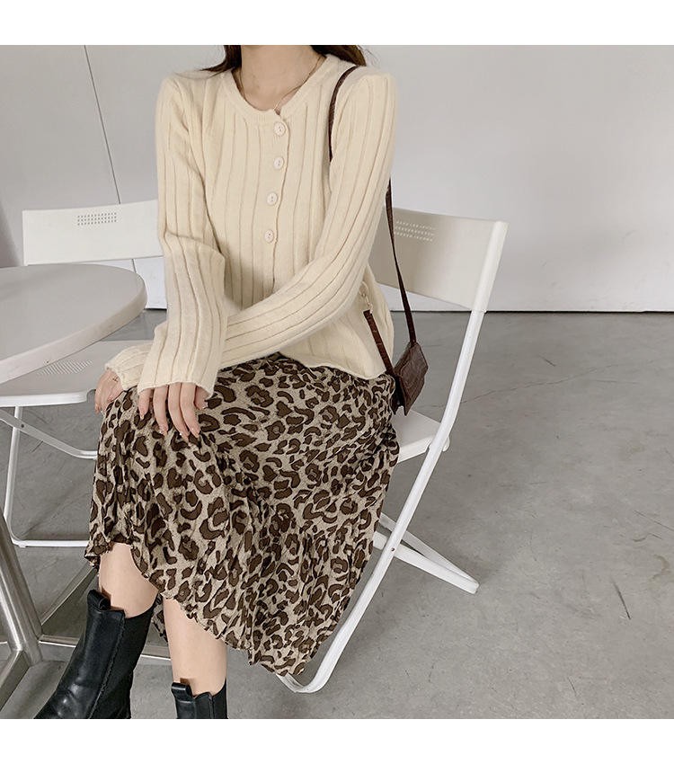 Chân váy chữ A lưng cao họa tiết da báo thời trang 2020 cho nữ