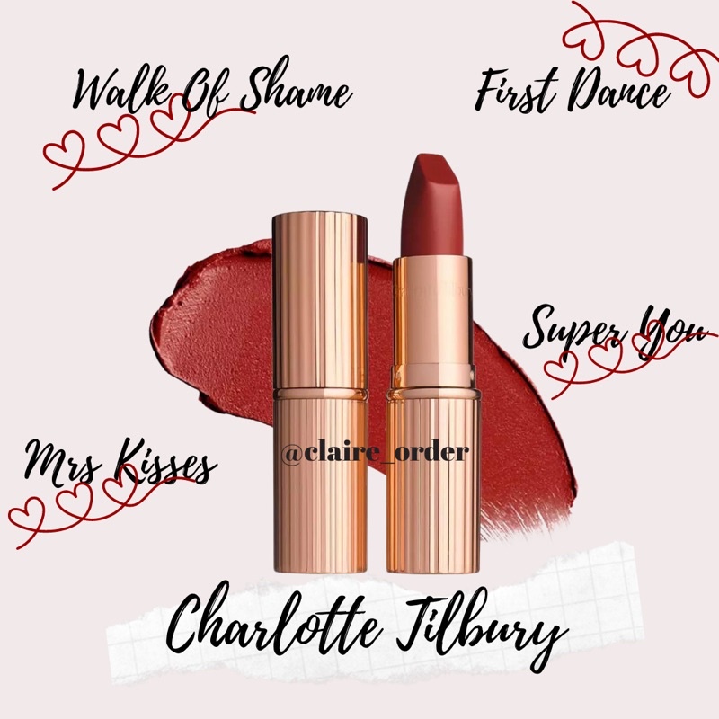 Son Charlotte Tilbury Fullsize Unbox màu Walk of shame, Mrs Kisses, Super You, First Dance