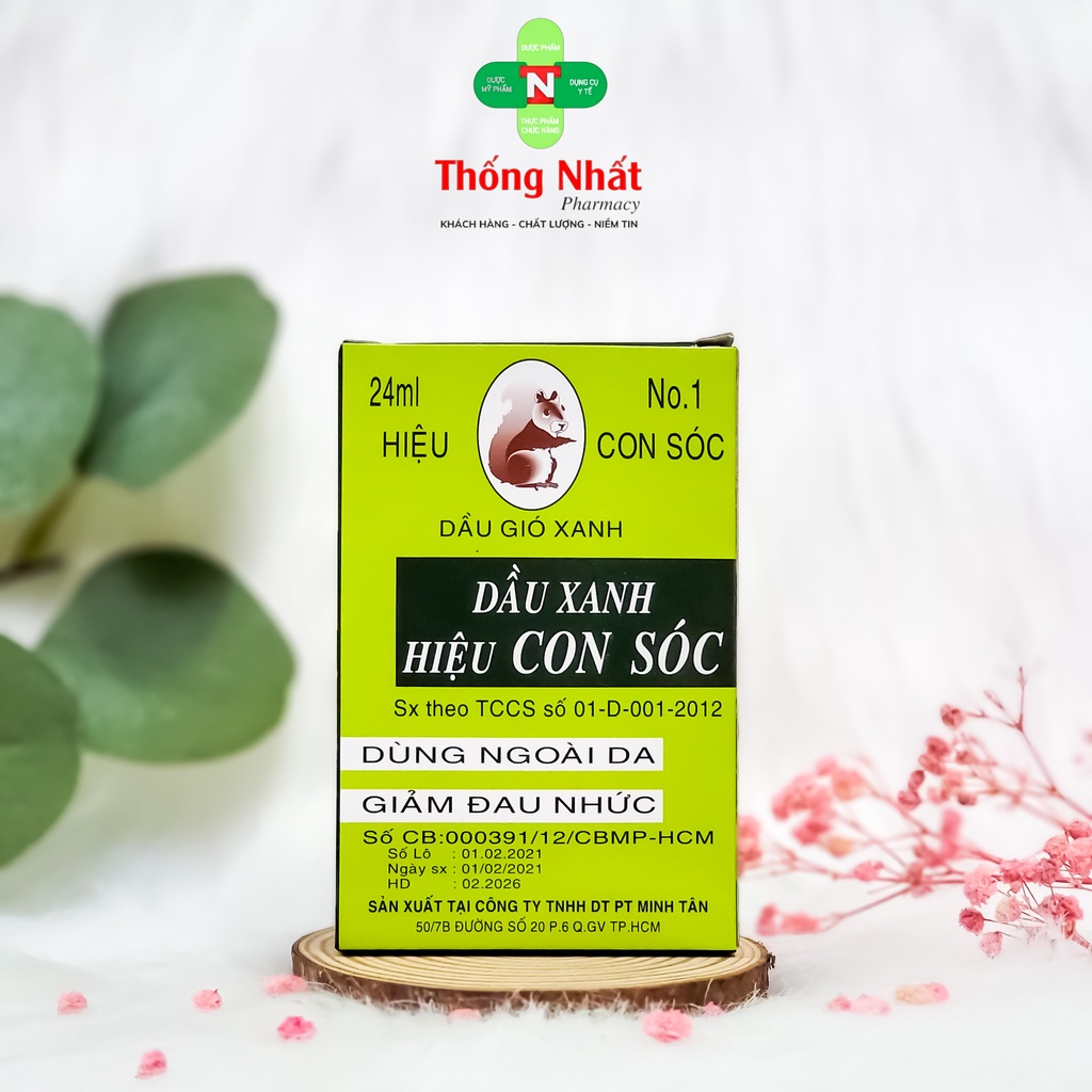 Dầu Gió Xanh Hiệu Con Sóc 24ml và Con Ó Singapore 1 Nắp Chính Hãng Công Ty 24ml