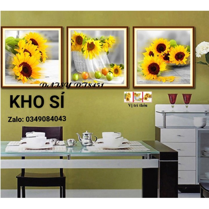 TRANH THÊU chữ thập HOA HƯỚNG DƯƠNG DT8451 (146X50)