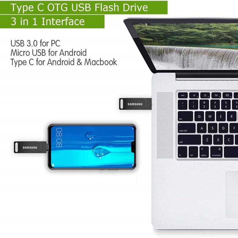 Thẻ Nhớ Kim Loại Samung 3 Trong 1 512GB Type-C 128GB Cho PC