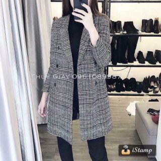 Áo khoác dạ kẻ có sjze
