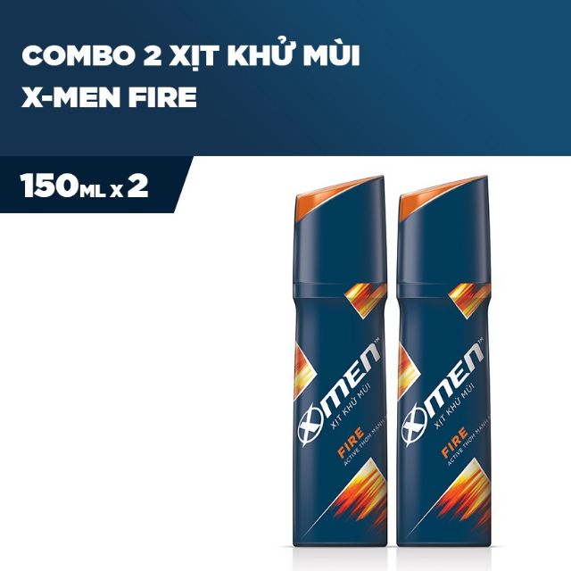 Combo 2 chao xịt toàn thân Xmen Fire chai 150ml