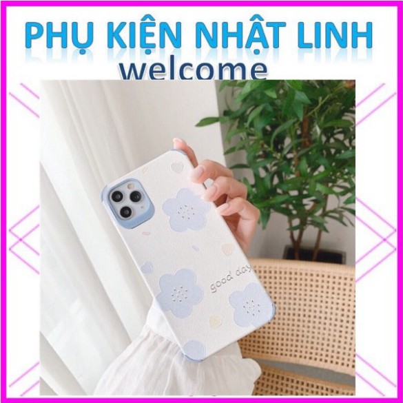 Ốp iphone - Ốp lưng da Auto Focus 4 góc Hoa xanh good day 7/8/7plus/8plus/x/xs/xsmax/11/11promax-Phụ Kiện Nhật Linh FRRE