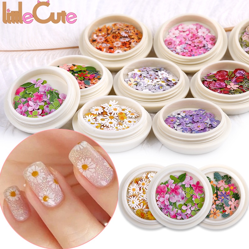 Bộ 50 bông hoa khô 3D dán trang trí móng nghệ thuật thủ công