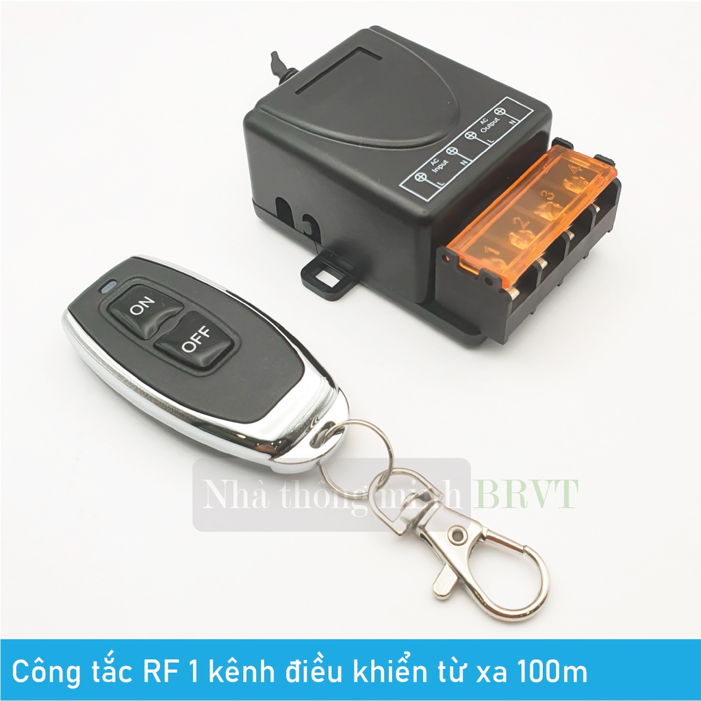 Công tắc điều khiển từ xa 220V 100m công suất cao ngõ ra 30A bật tắt thiết bị chiếu sáng, máy bơm, quạt – Bộ 2 tay bấm