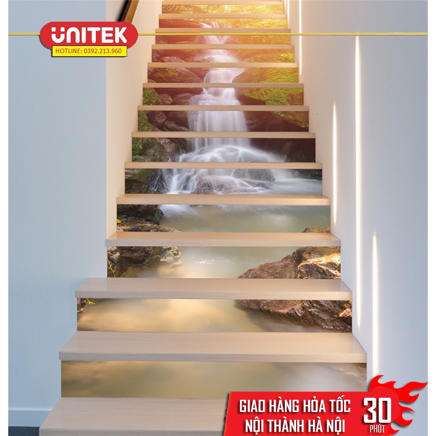 Tranh 3D Dán Cầu Thang Hình Thác Nước L009